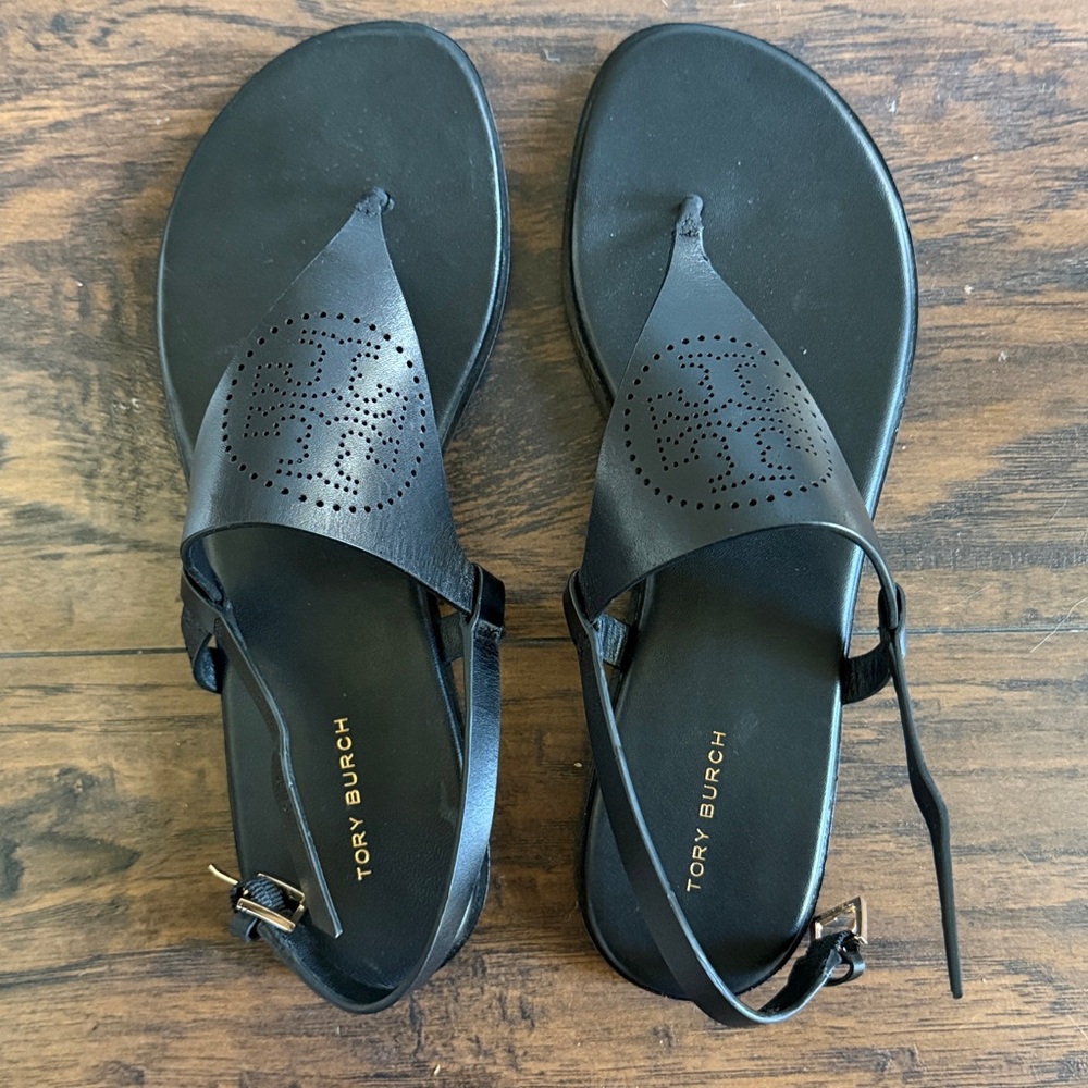 Tory Burch Black Leather Sandals